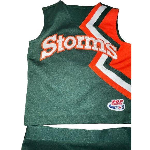 2 Matching Twin Cheerleader Uniform Outfits Costume 32" Tops 25" Skirts Yth Lg - Picture 4 of 8